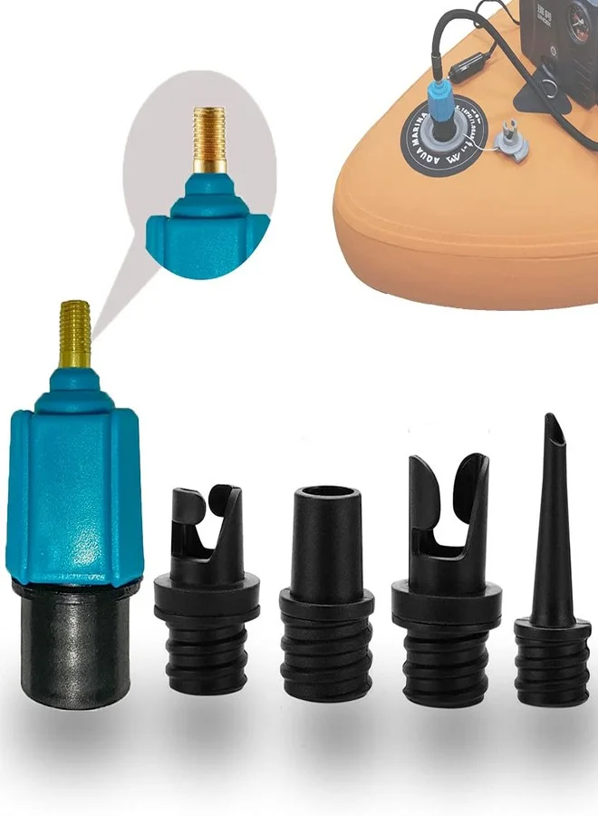FIPASEN 4-in-1 Air Valve Adapter Set with 4 Nozzles for SUP Boards, Inflatable Boats, and Air Beds (Universal Connector) 6cxqe
