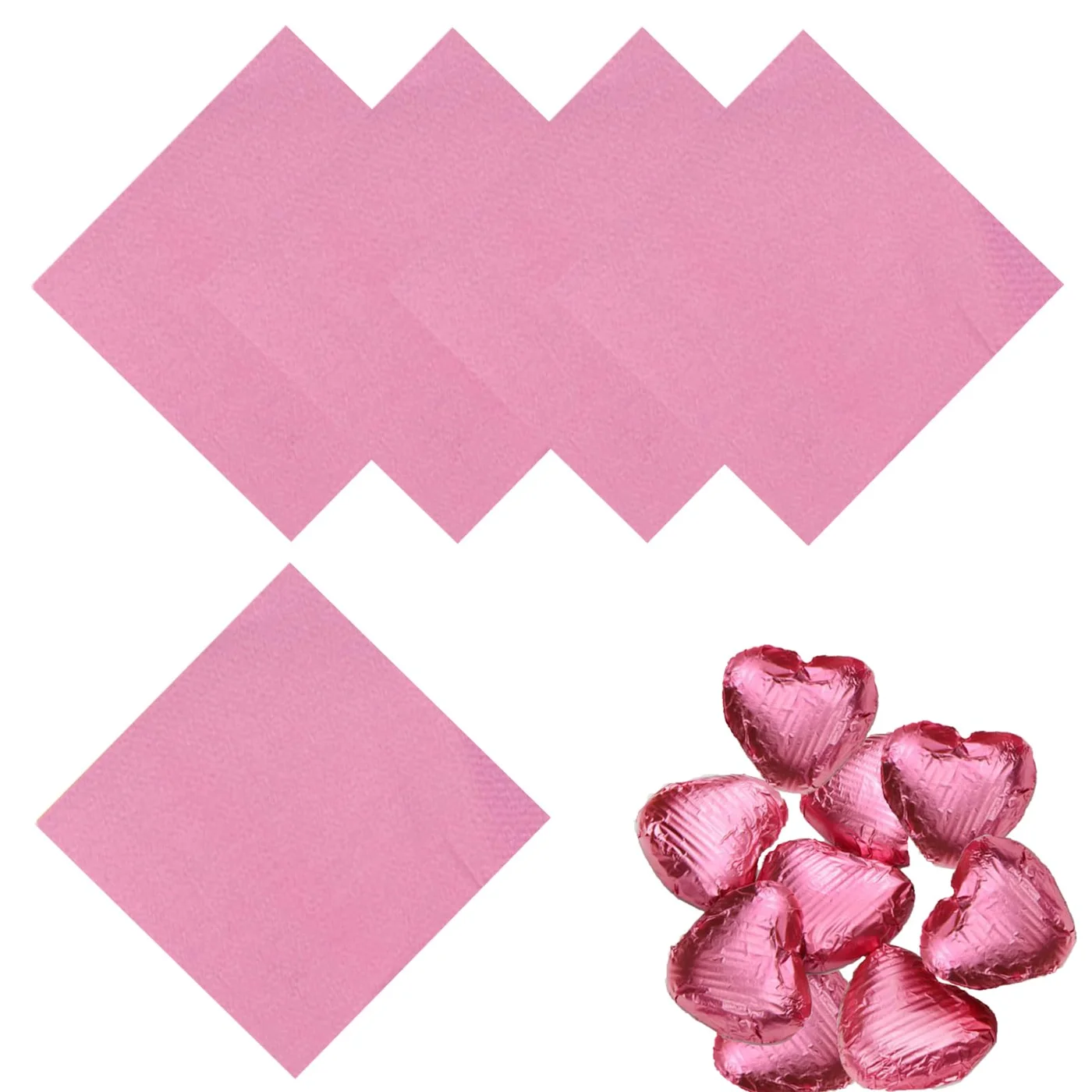 Premium Foil Candy Wrappers for Chocolate and DIY Confectionery (Pink, 15 x 15 cm, 100 Pack) 5nub5