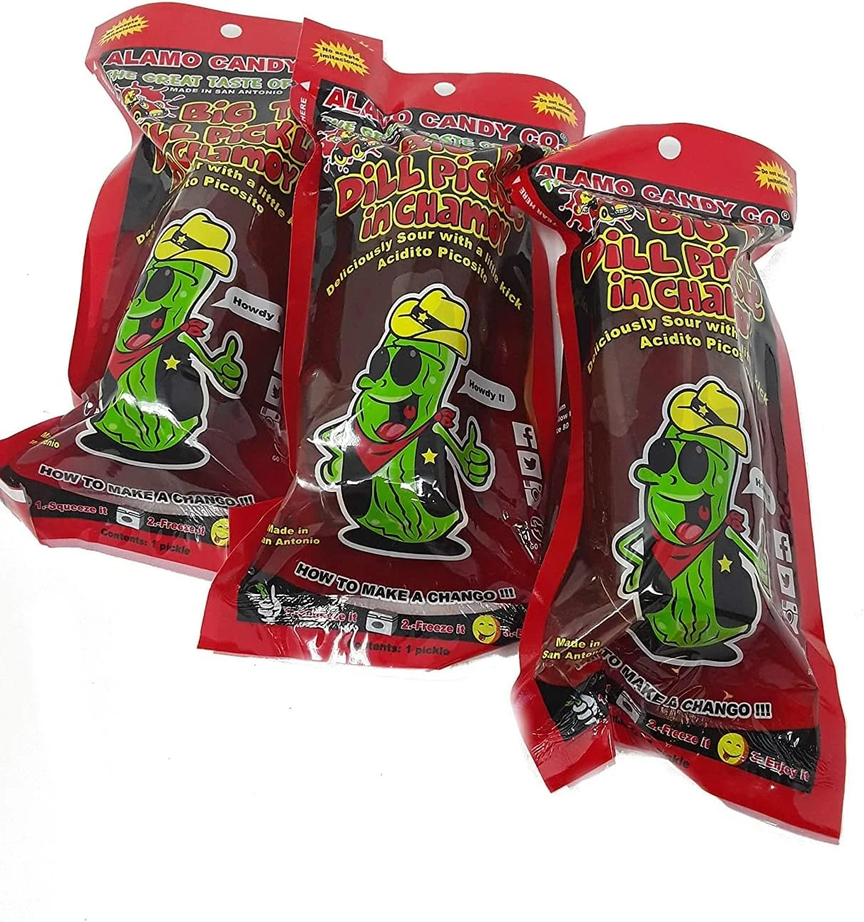 Alamo Candy Big Tex Dill Pickle In Chamoy (Pack of 3, 3 x 150g) 97za3