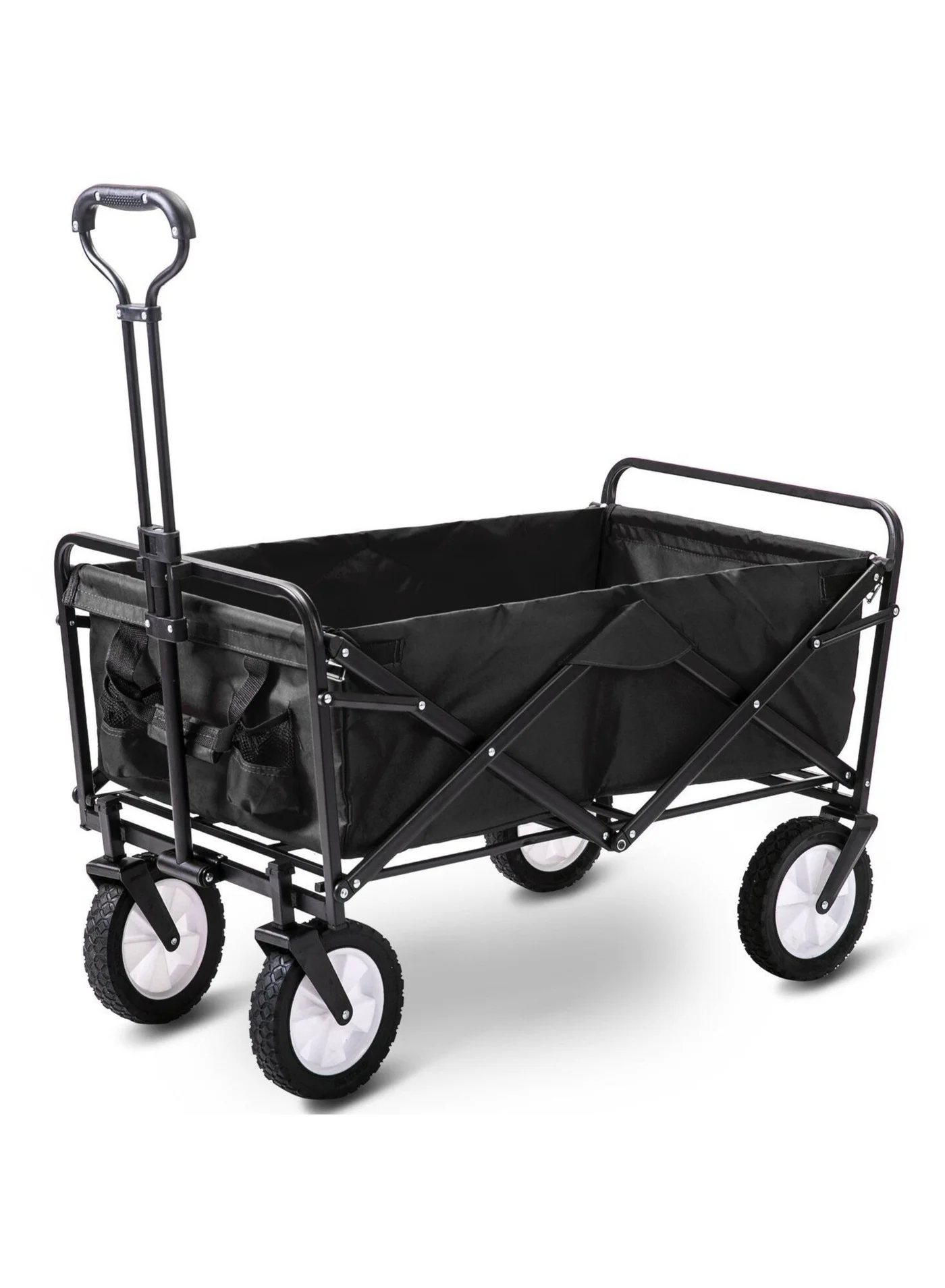 Premium Collapsible Folding Utility Wagon Cart Heavy-Duty Outdoor Garden Trolley with Adjustable Handle and All-Terrain Wheels (Large Capacity) s23pe