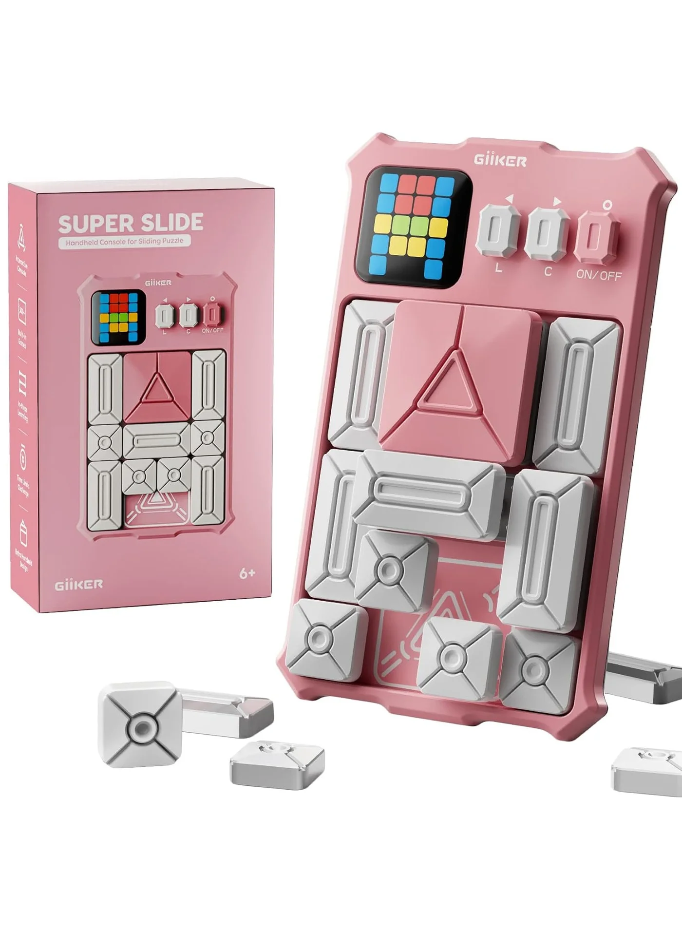 Interactive Brain Teaser Puzzle Game, Portable Logic Sliding Board with 500+ Challenges for Kids and Adults (Baby Pink) ygexr