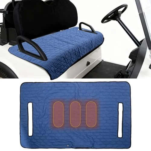 TUYUU Heated Golf Cart Seat Cover Premium Winter Warmer for 2-Person Seats (Black, 132 x 81 cm) 8ci90