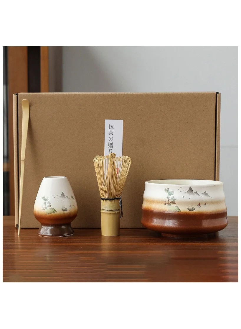 GuRiver Matcha Green Tea Whisk Set (4-Piece Ceramic Kit, Green) - Traditional Tea Preparation Tool inawe