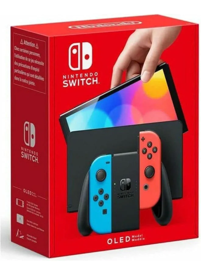 Premium Handheld Gaming Console OLED Display System with Detachable Controllers (Neon Blue and Red, 7-inch Screen) 80c1e