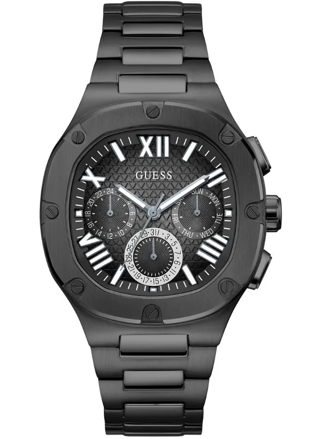 Premium Analog Quartz Men's Watch Stainless Steel Bracelet (Black, 42mm) 9pn87