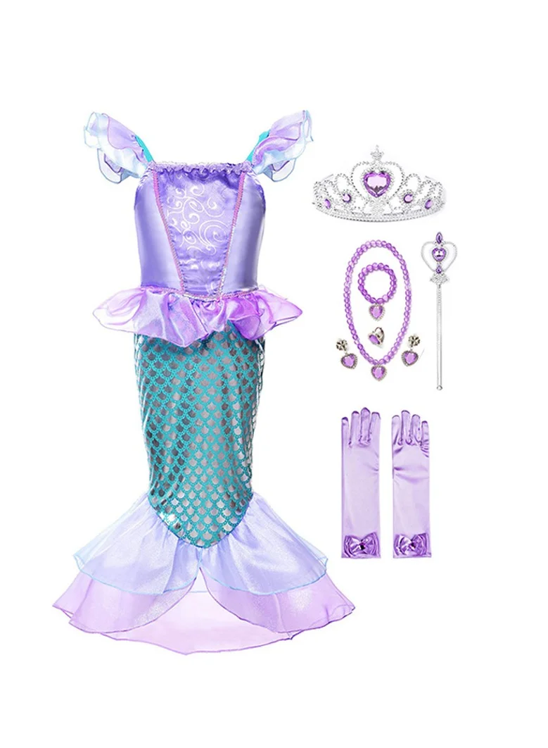 Premium Mermaid Princess Costume Dress for Girls Birthday Party Cosplay Outfit (120cm) o7zq5