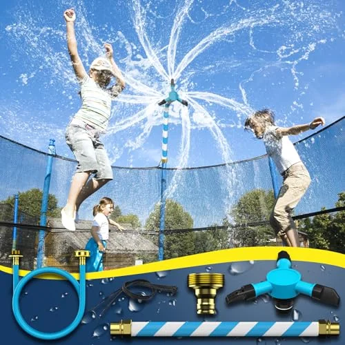 HaiSun Universal Trampoline Sprinkler 360 Rotating Water Spray System for Outdoor Backyard Fun (12m Hose) jwq2p