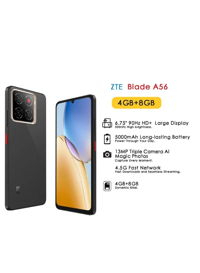 ZTE Blade A56 Smartphone 4G Dual SIM 128GB Storage 12GB RAM Celestial Black (6.75 inch) o3kfc