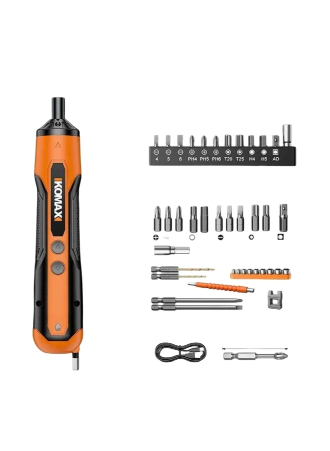 Komax V6 Cordless Electric Screwdriver Set with Precision Bits (Professional Power Tool, 1 Set) gxmwq