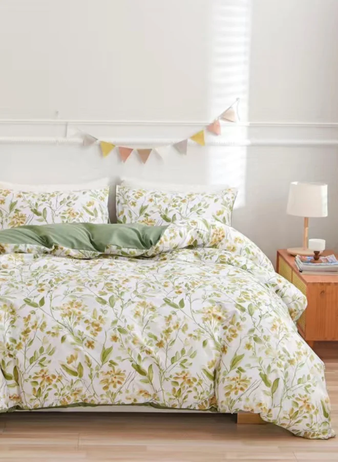 LUNA Home 6-Piece Bedding Set Floral Print Premium Microfiber Bed Linen (Brown, King Size) 2oqgk