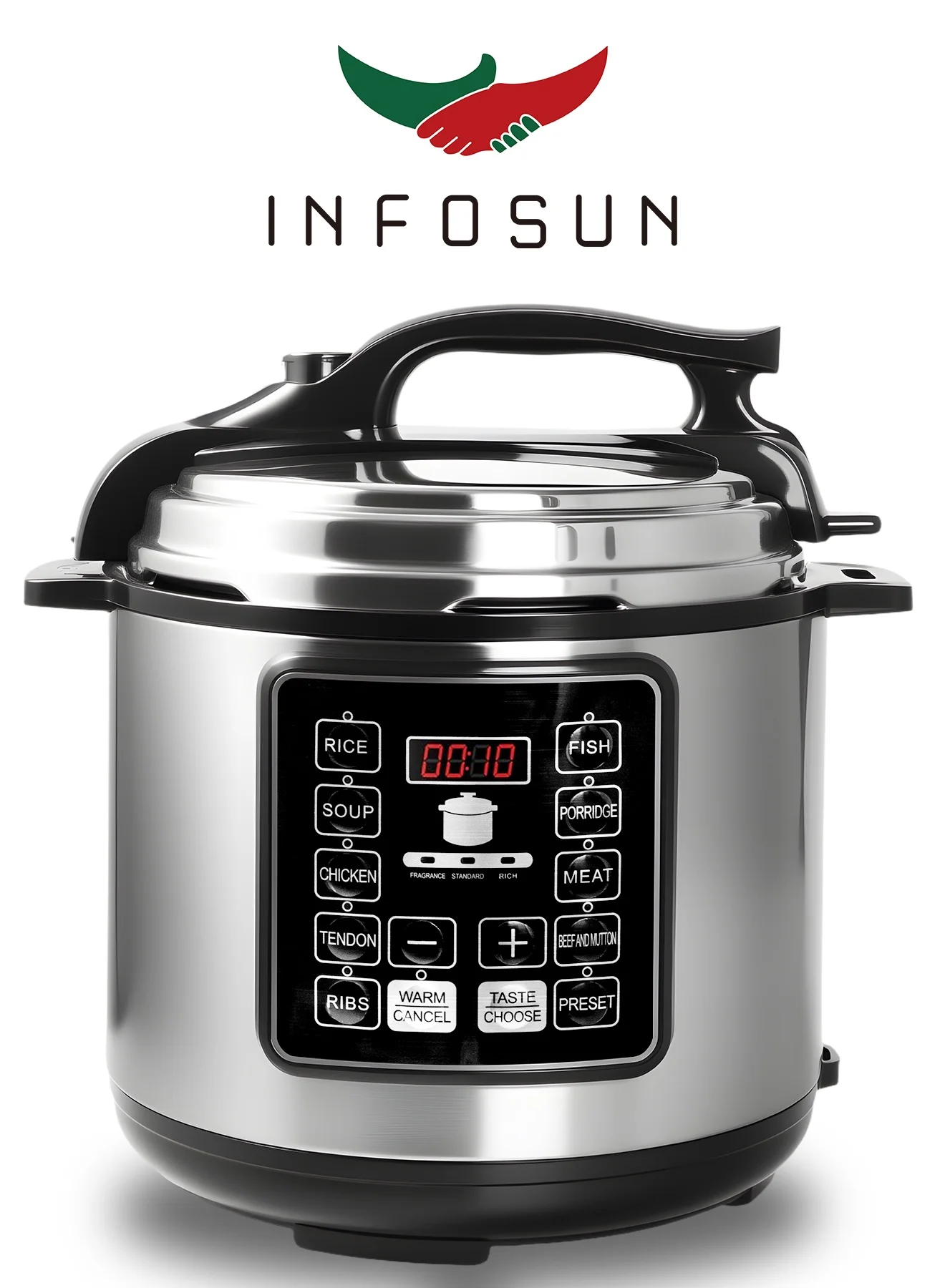 INFOSUN Electric Pressure Cooker 9-in-1 Multi-Cooker with 14 Smart Programs (Silver, 6 L) hvuc8