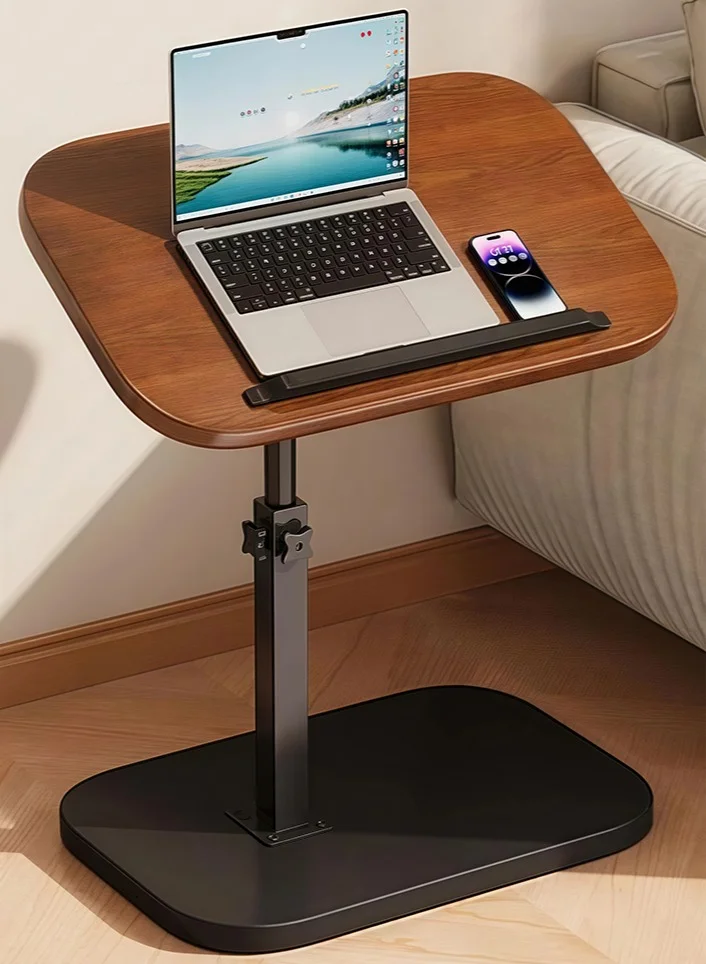 Sunnaltree C-Shape Side Table with Adjustable Height and Reversible Panel for Living Room and Bedroom (Metal Frame, 60 cm x 40 cm) q35lo