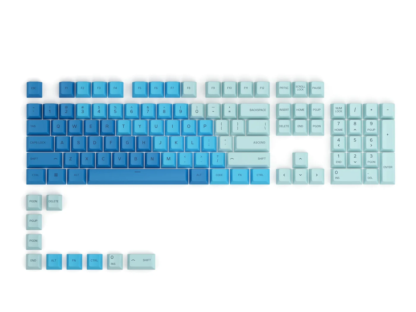 Premium Mechanical Keyboard Keycap Set Dye Sublimated PBT Plastic (Caribbean Ocean, 114 Keys) sn2ev
