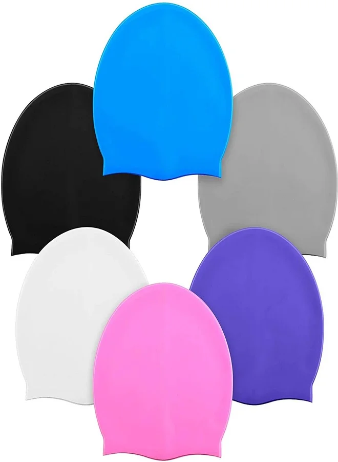Spanker Silicone Swim Cap Non-Slip Waterproof Swimming Gear for Long and Short Hair (Unisex, Pack of 6) m9yp0
