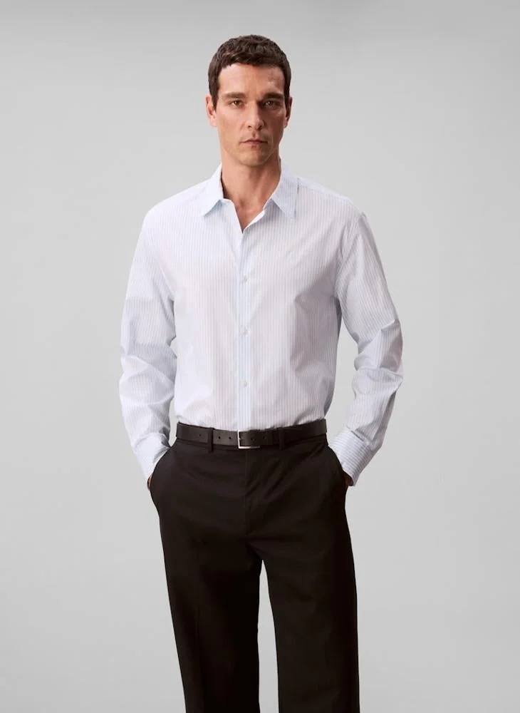 Premium Stripe Dobby Regular Fit Shirt (Men, Blue, Large) c4skv