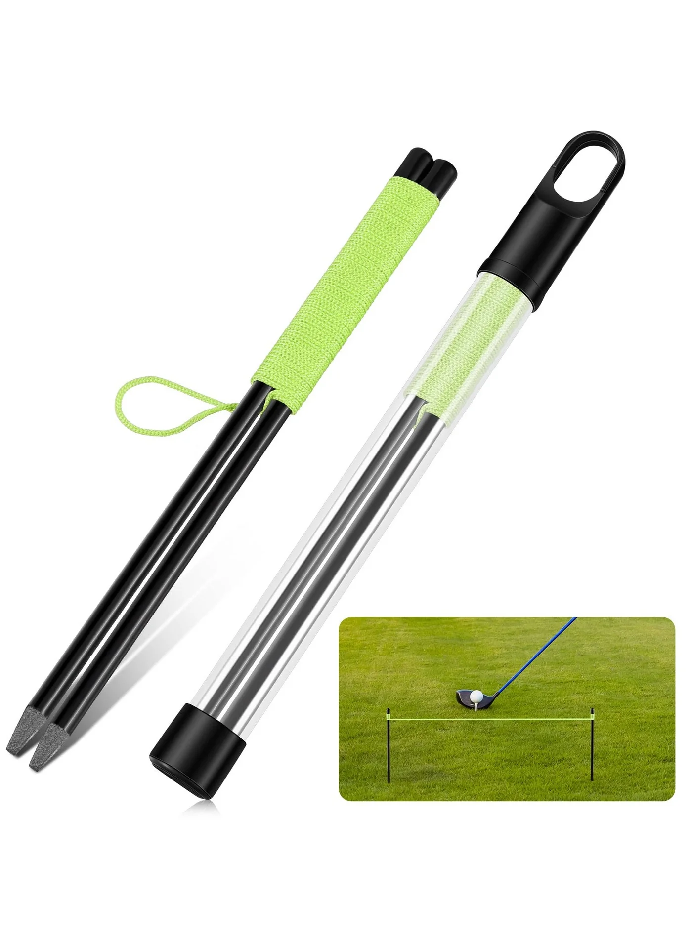 Captaintech Golf Putting Alignment String Guide with Pegs (Green, 2 Pieces) lavar