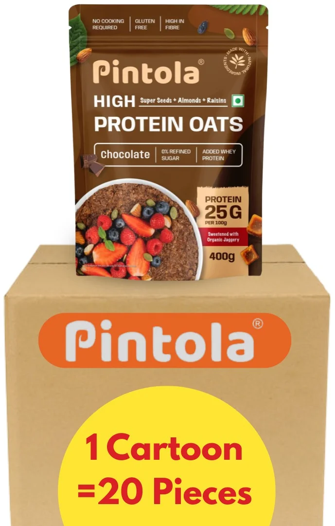 Pintola High Protein Oats Chocolate Flavor (400g, Pack of 20) u7bmd
