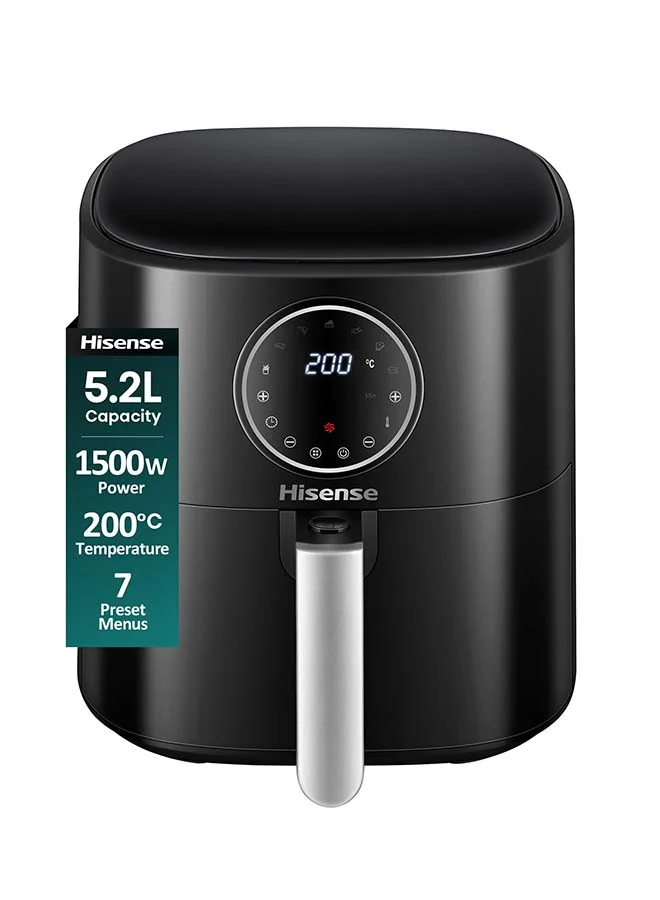Premium Air Fryer 5.2L Digital Touch Control 1500W Healthy Cooking Appliance (Black, 5.2 L) e3nxg