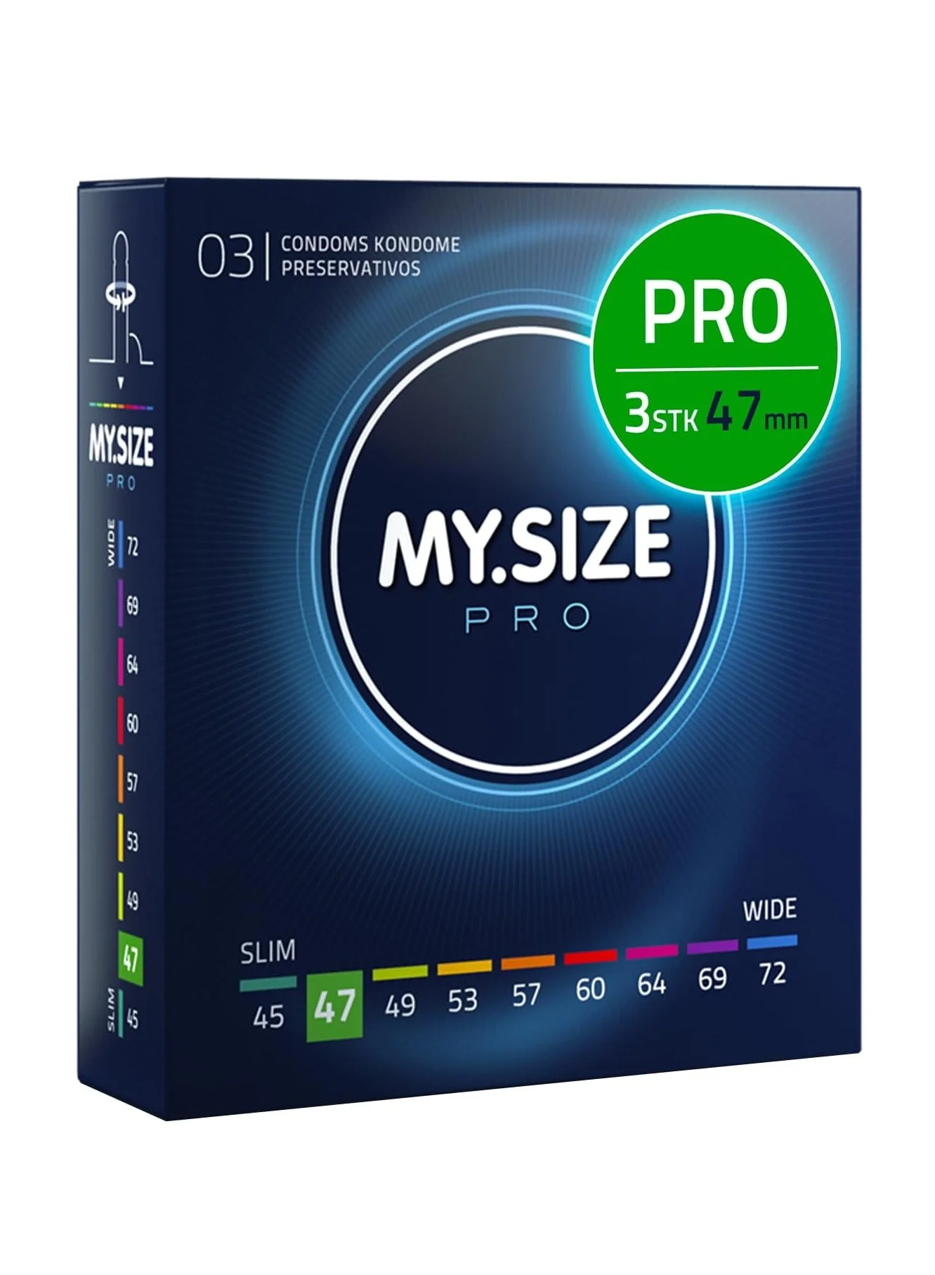 My Size Pro Ultra Thin Latex Condoms Premium Comfort Fit (47 mm, 3 Pieces) giy9k