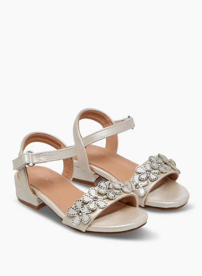 Flora Bella By Shoexpress Girls Block Heel Sandals Premium Comfortable Footwear for Kids (Gold, 32 EU) umt8d