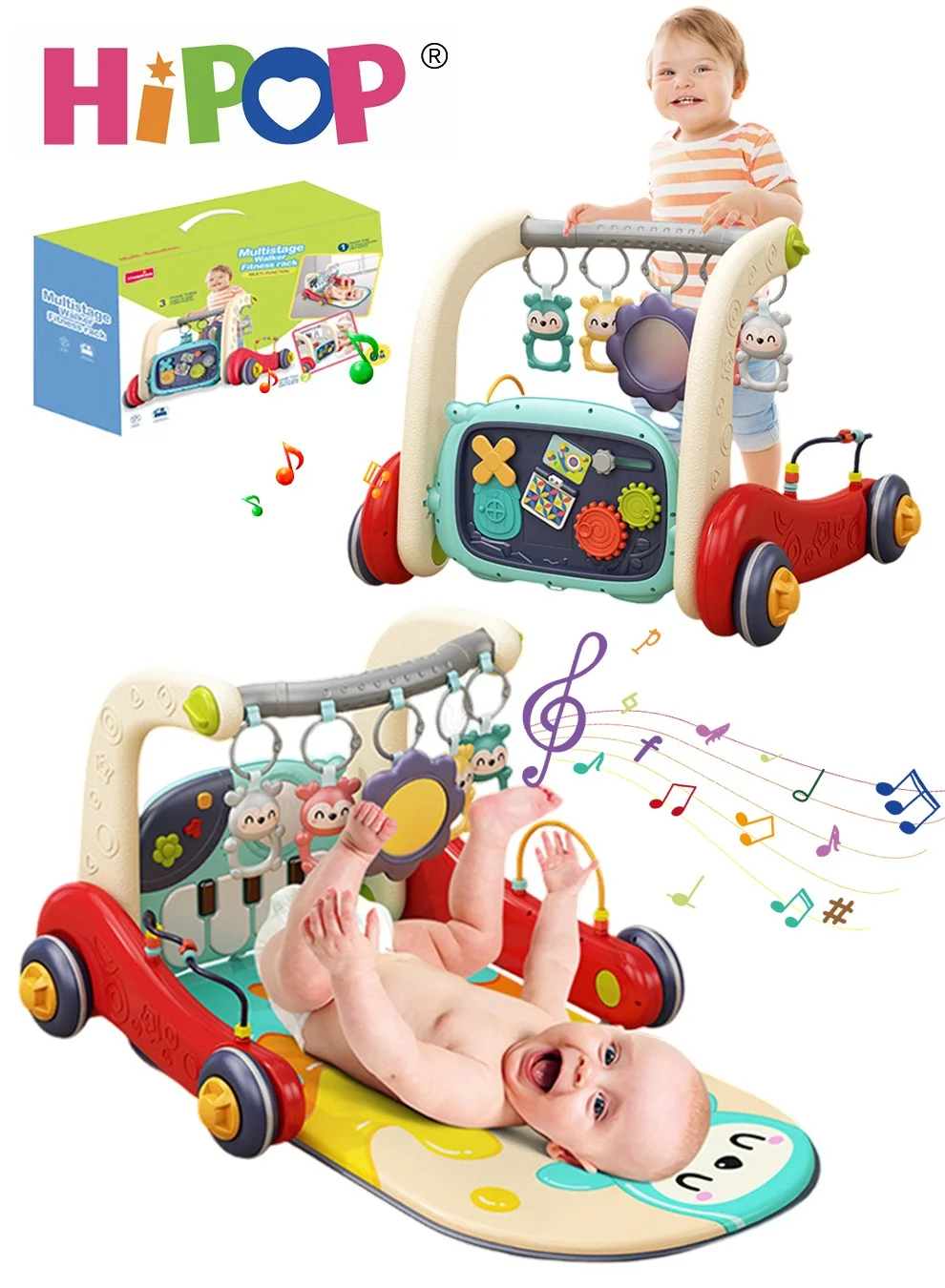 HIPOP 2-in-1 Baby Gym Play Mat with Kick and Play Piano Activity Center (Multicolor, 75cm x 60cm) zh7oa