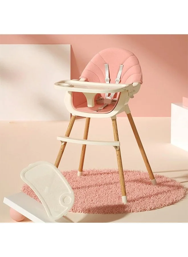 Beauenty 3-in-1 Portable Baby High Chair Adjustable Height Foldable Toddler Dining Seat with Meal Tray (Pink) wfnob