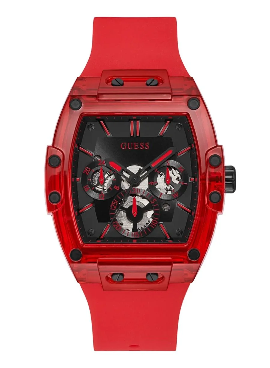 Premium Analog Quartz Watch with Silicone Strap (Red, 44mm Case) 797vk