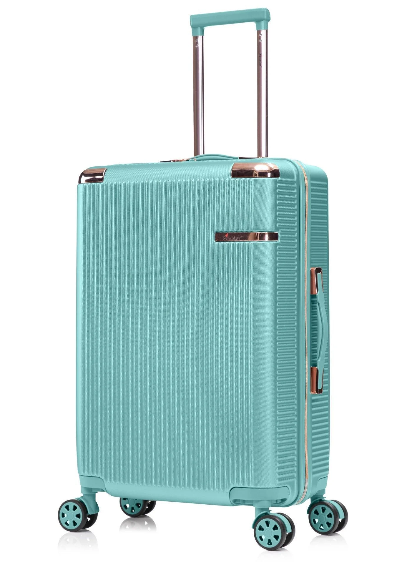 SENATOR Medium Checked Luggage Trolley Lightweight ABS Suitcase with 4 Double Wheels and TSA Lock (Green, 65 cm) 2c8sn