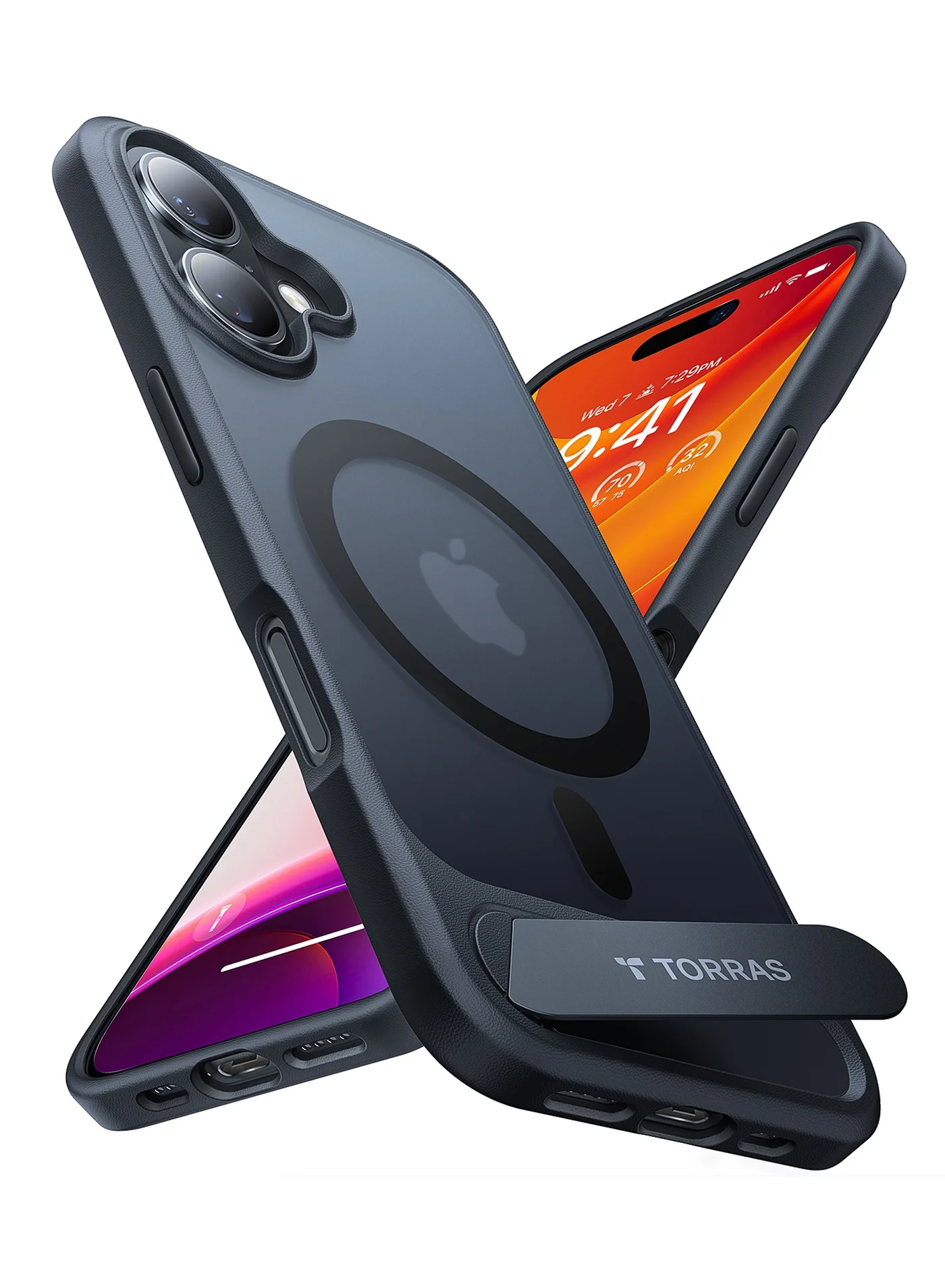 Premium Magnetic Protective Phone Case with Adjustable Kickstand for 6.1-inch Smartphone (Black) 3lw3g