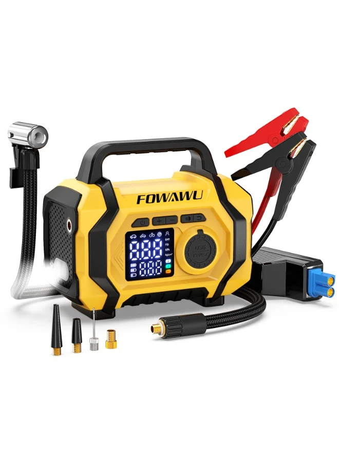 FOWAWU 6000A Jump Starter with Air Compressor and 26800mAh Power Bank (Portable Auto Battery Booster for Gas and Diesel Engines) h5ljg