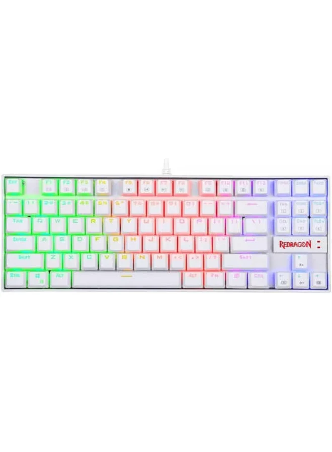 Premium Mechanical Gaming Keyboard 80% TKL Wired Compact Design with Tactile Blue Switches and Durable Metal ABS Construction (White) mm2gv