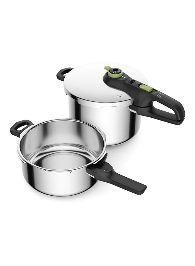 Premium Stainless Steel Pressure Cooker Set (6L and 4L) Induction Compatible Dual Program Cooking System zhi3e