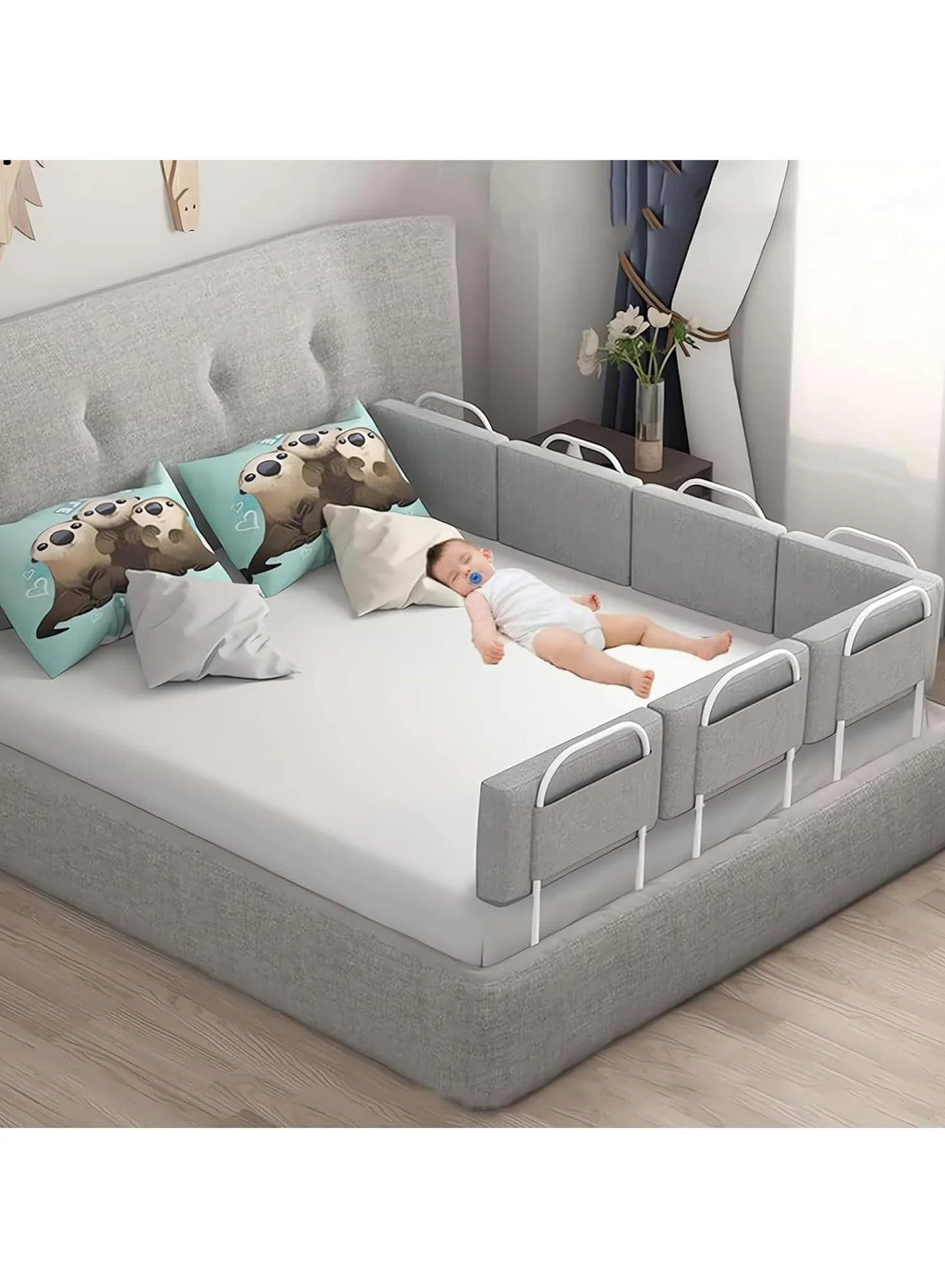 AUTOYSUR Toddler Bed Rail Guard Safety Fence for Kids (Grey, 150 cm) wlh0r