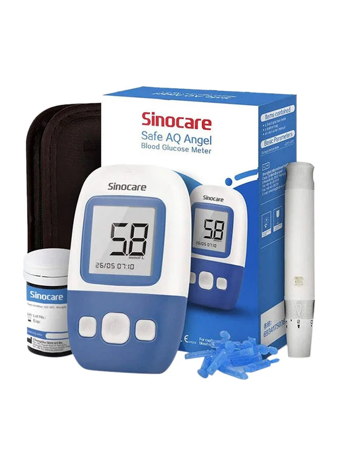 Sinocare Safe AQ Angle Blood Glucose Monitoring System (50 Test Strips and Lancets, Premium Digital Health Device) k4mmw