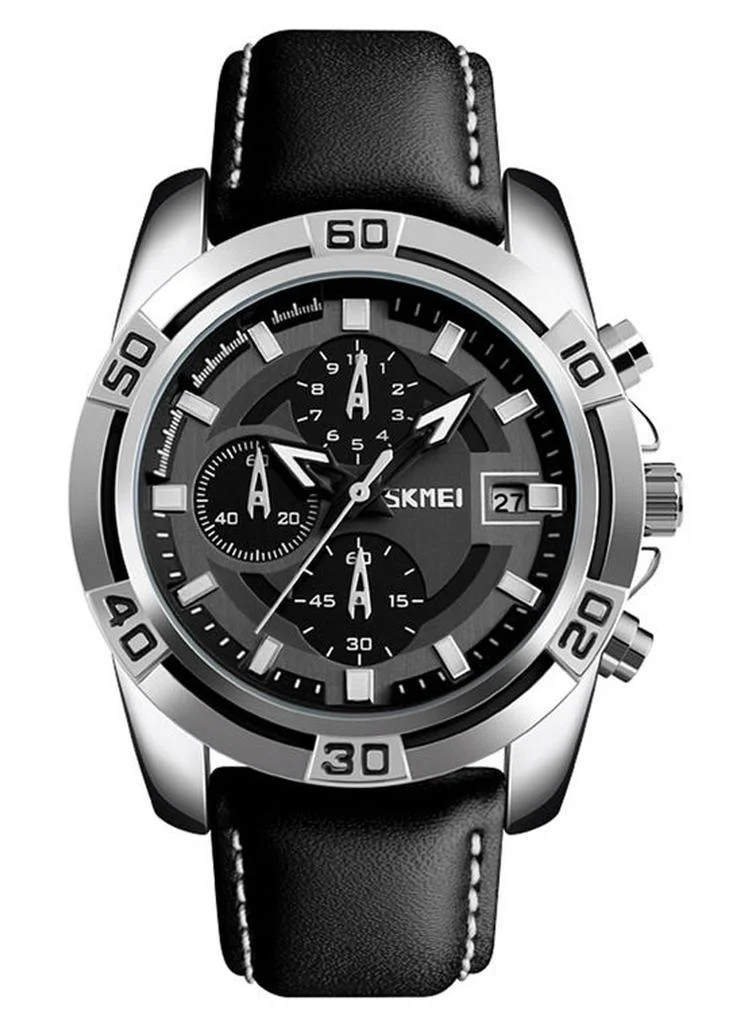 SKMEI Men's Chronograph Watch Water Resistant Leather Strap (Black, 47 mm) rgly6