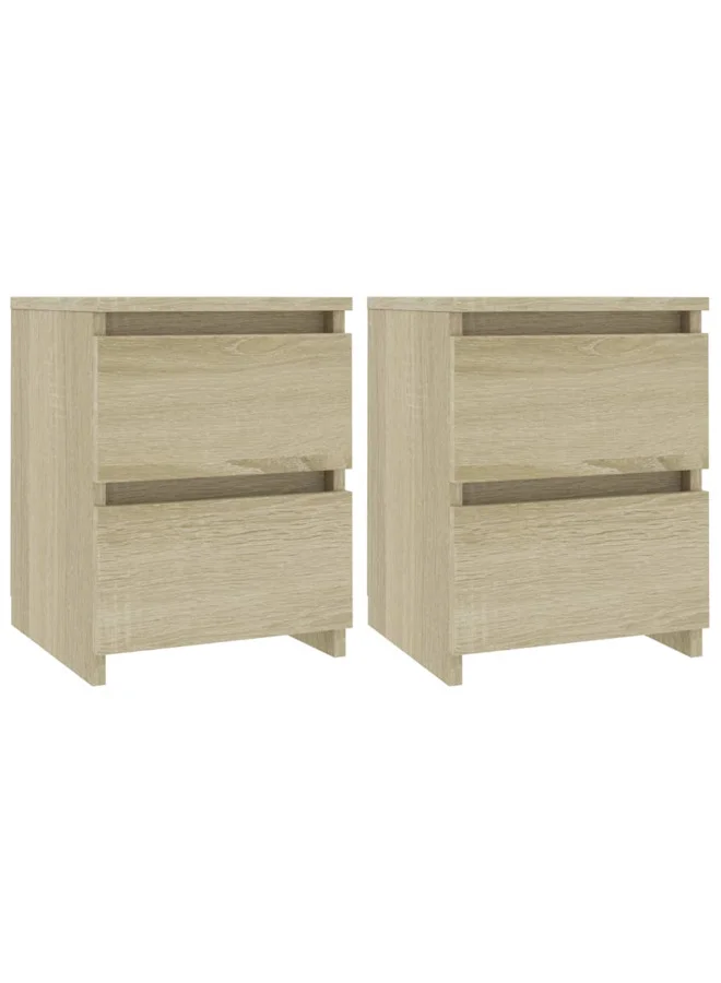 VidaXL Bedside Cabinets Set of 2 Sonoma Oak Finish Engineered Wood (30x30x40 cm) pyw8c