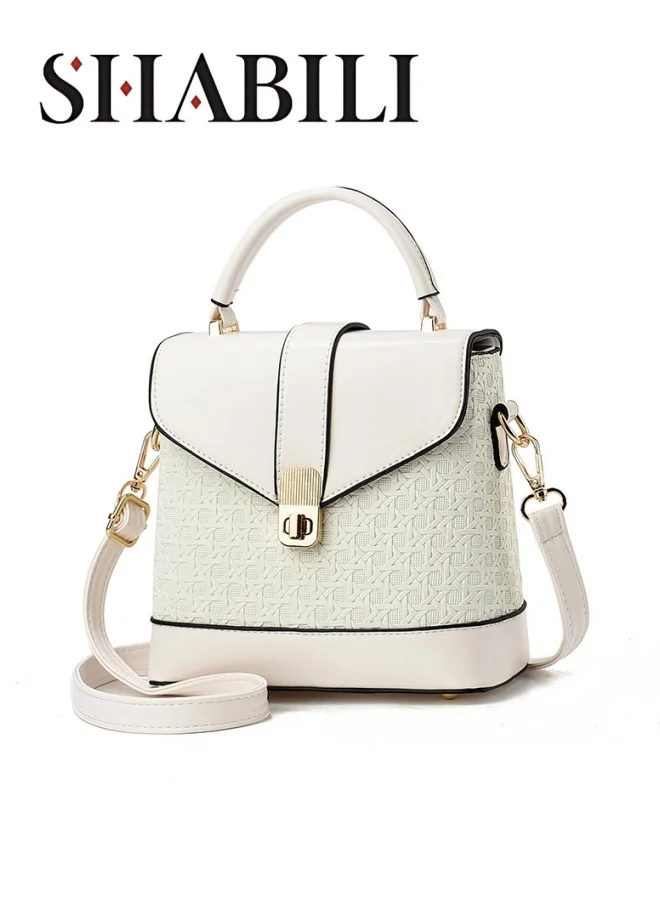SHABILI Women's Fashion Shoulder Bag Premium PU Leather Handbag (White, Medium) 7s5ao