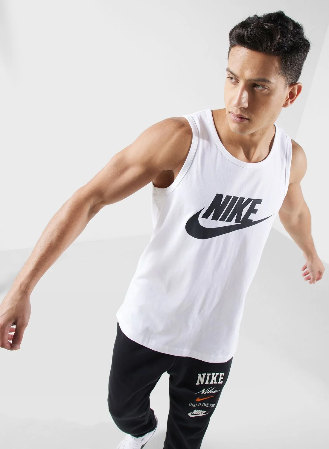 Athletic Men's Icon Futura Tank Top Premium Cotton Sleeveless Sportswear (Black, Large) hkjqt