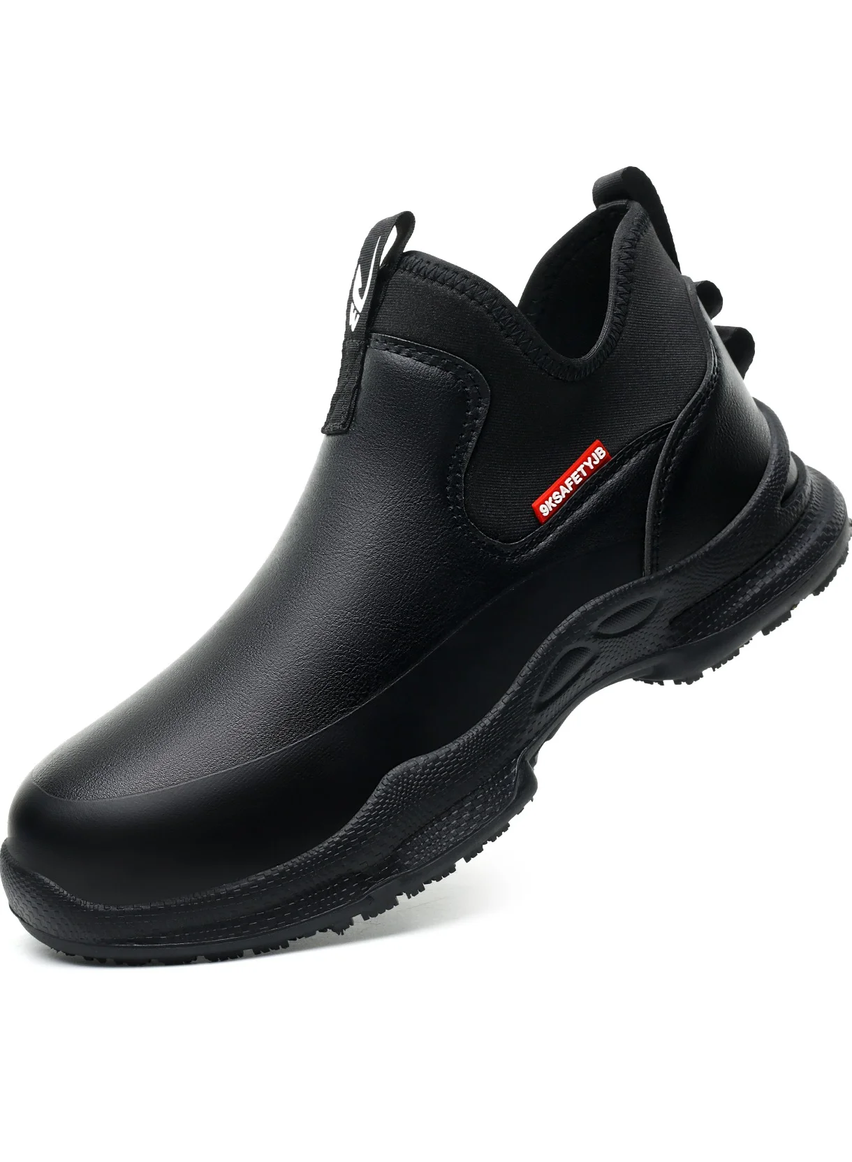 General Professional Kitchen Work Shoes Non-Slip Oil-Proof Waterproof Leather Footwear for Men and Women (Black, 42 EU) pgnab