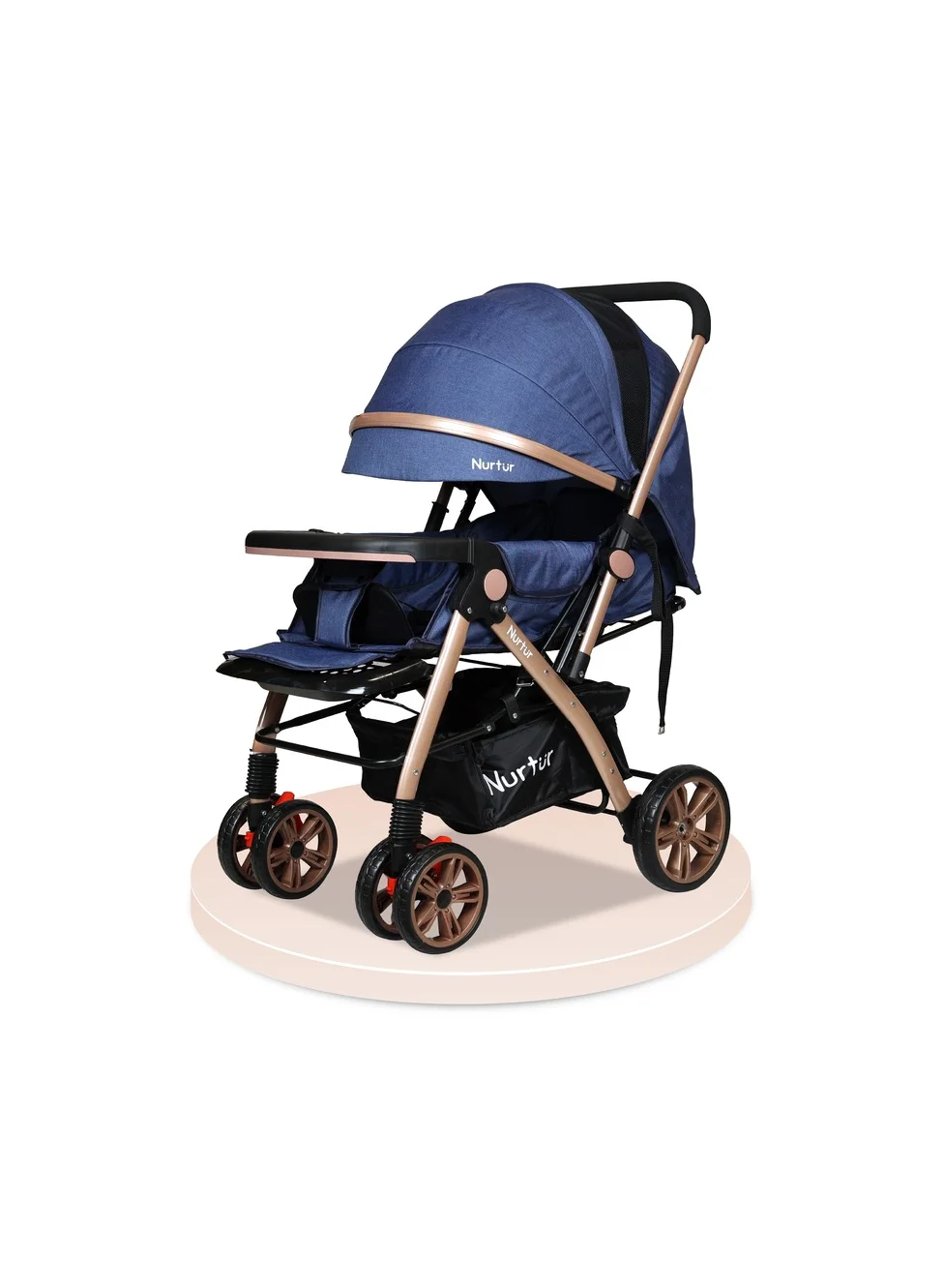 Nurtur Wilder Baby Travel Stroller with Reversible Handle (Marble Blue, Compact Fold) khi94