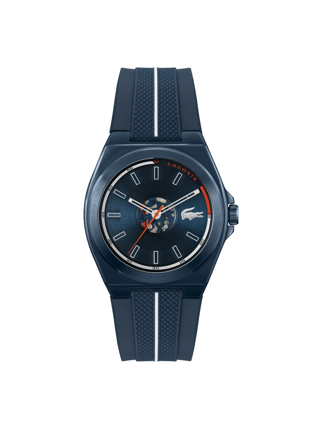 Premium Round Analog Quartz Watch with Silicone Strap (Blue Case, Men's) 0hrvk