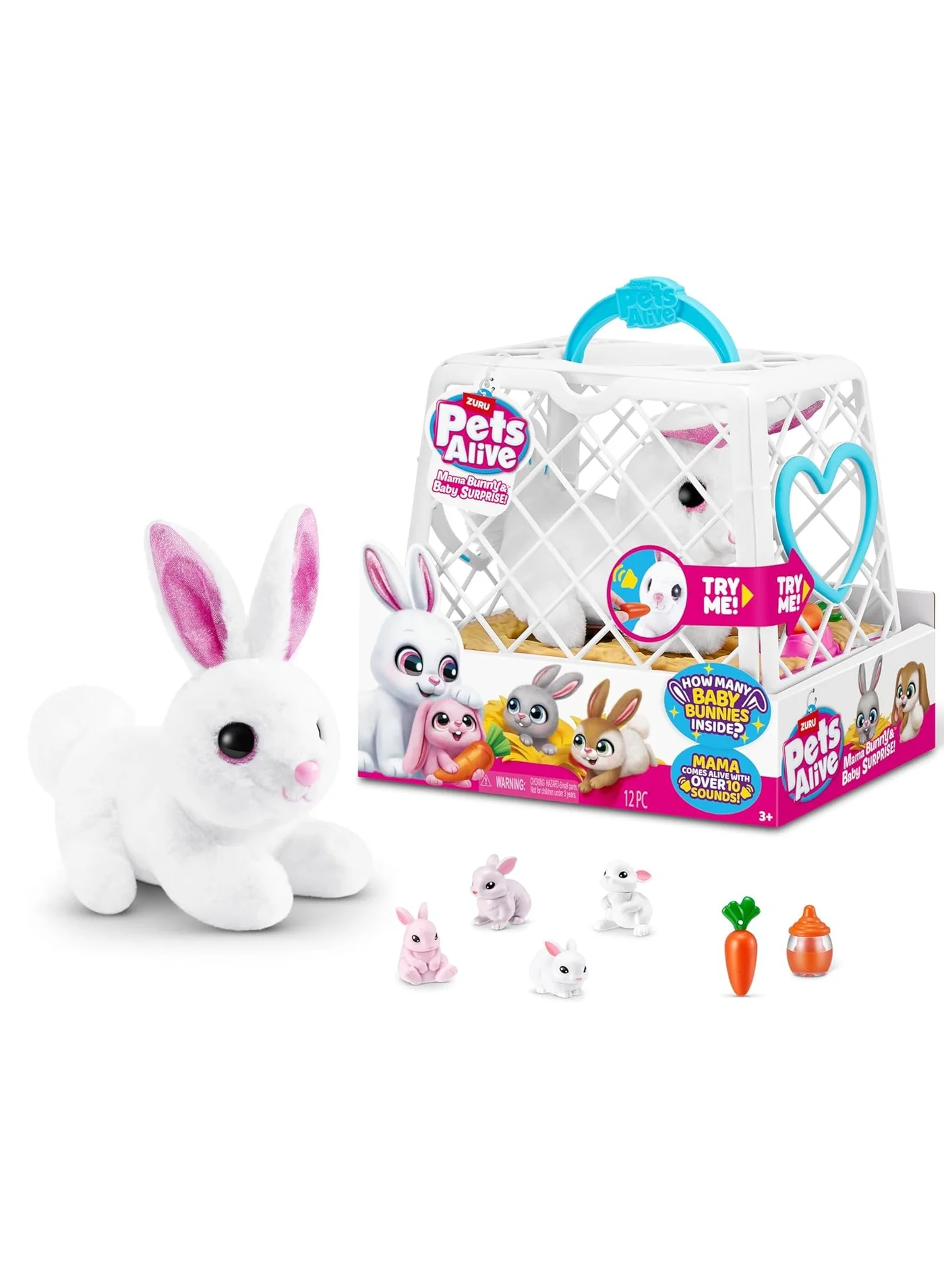 Interactive Plush Mama Bunny and Baby Surprise Toy Set (Soft Fabric, Kids) yimel