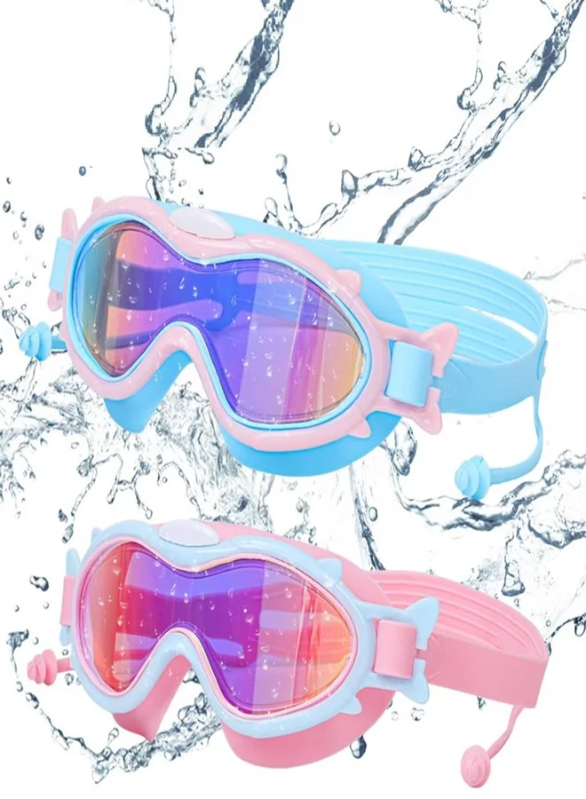 SHAKTISM Swimming Goggles for Kids with Ear Plugs and Adjustable Strap (One Size, Multi-Color) 9a72z