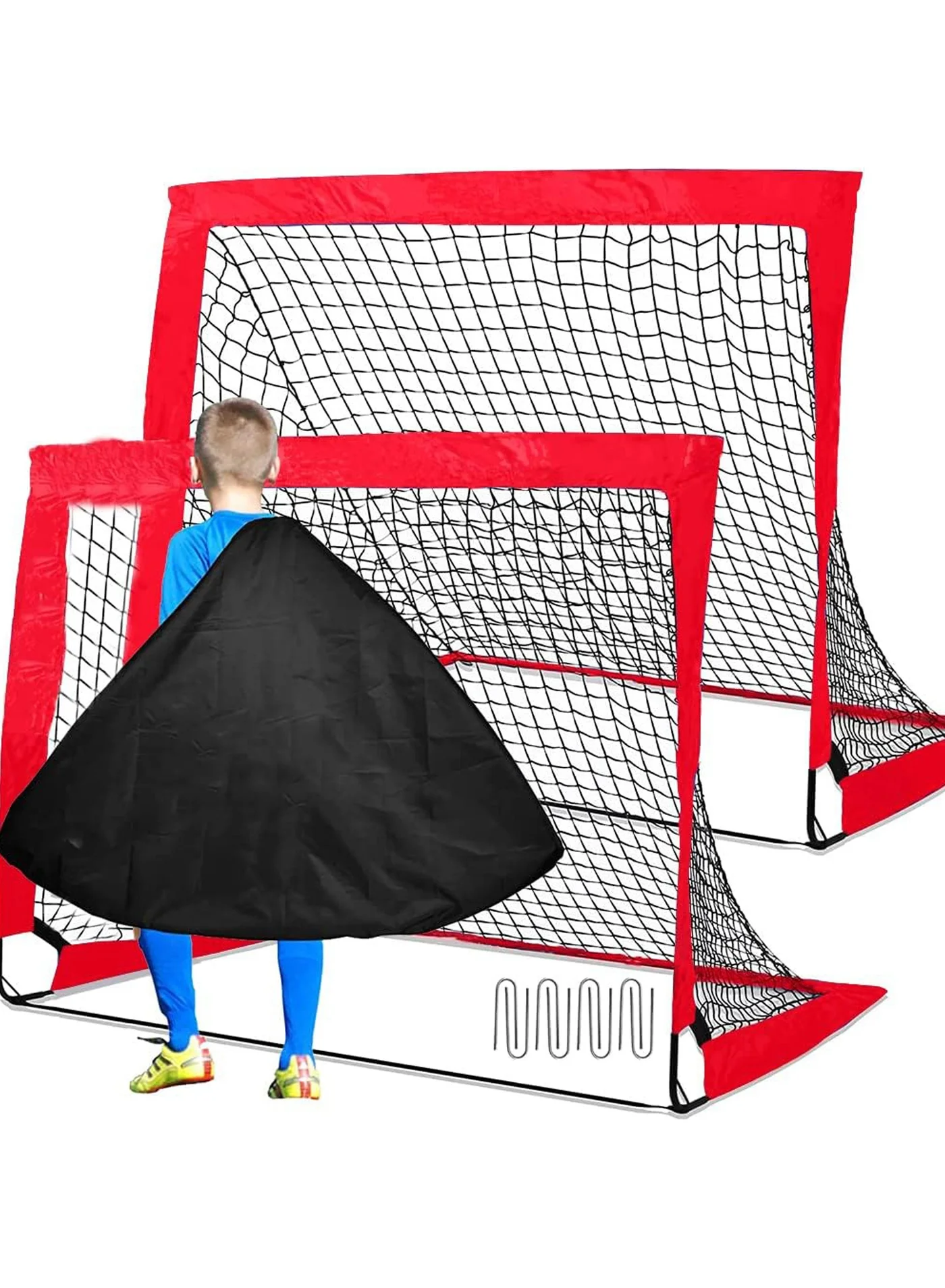 Rock Pow Portable Pop Up Soccer Goal Set Foldable Training Net for Backyard Practice (2 Pack) cblel