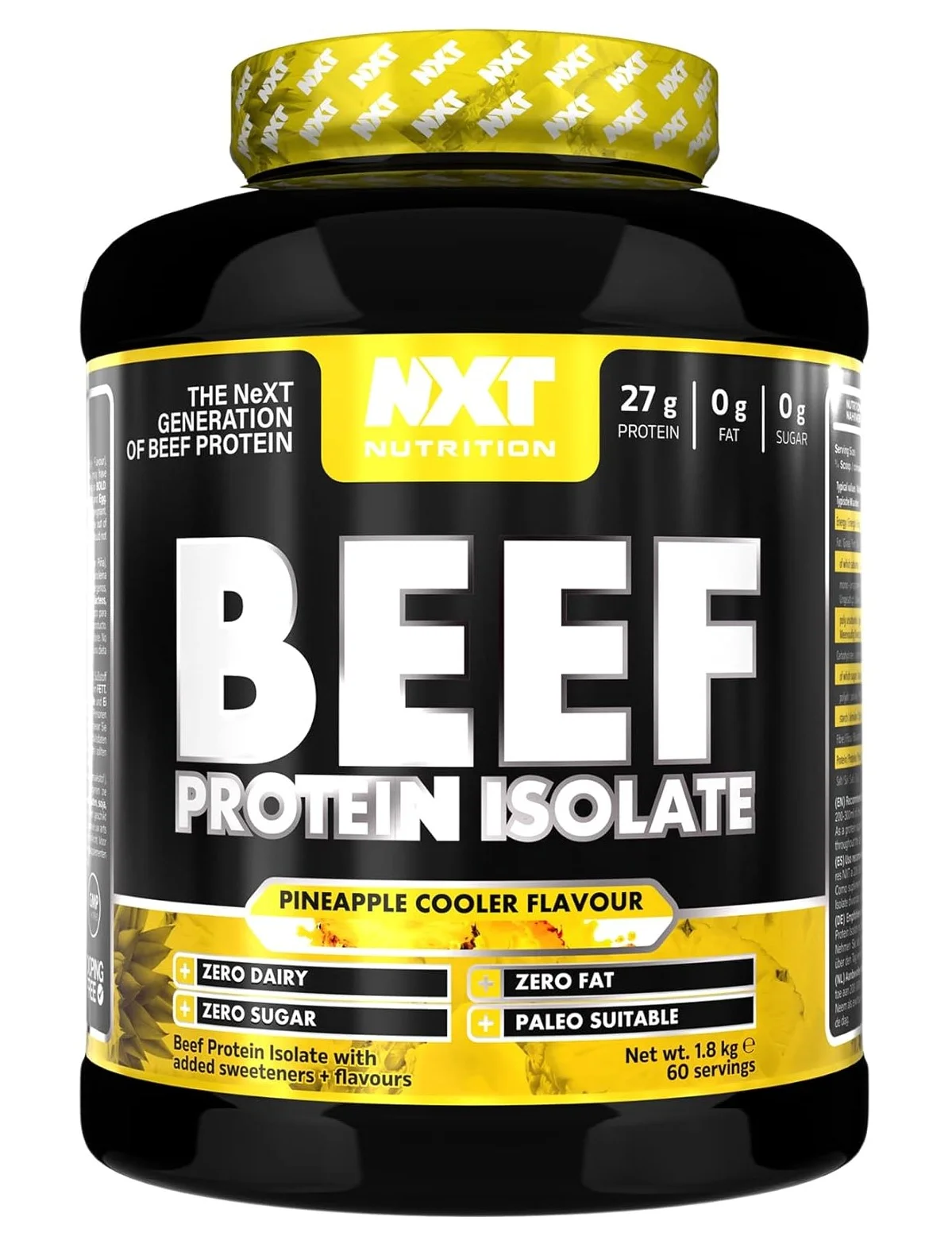 NXT Nutrition Beef Protein Isolate Pineapple Cooler Premium Muscle Recovery Supplement (1.8kg) pi8zg
