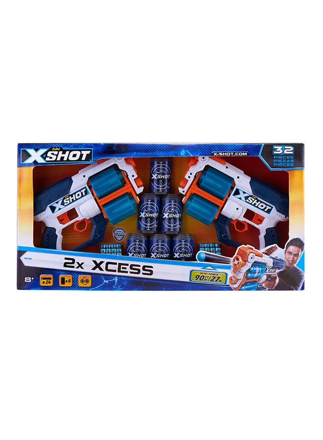 X-Shot DoubleFoam Darts Blaster Set (32-Piece, Premium Foam Material, For Kids) 3vsiy
