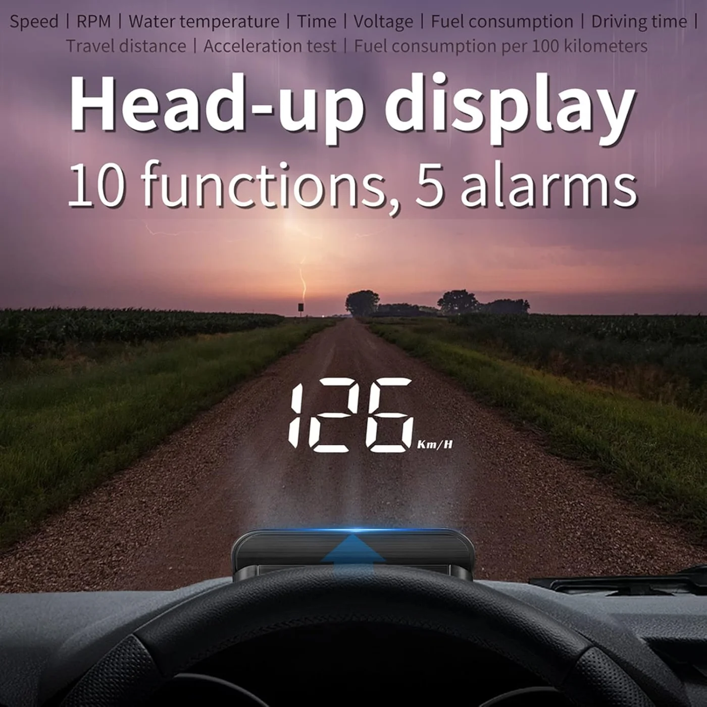 Universal Car Heads Up Display OBDII Projector Speedometer Water Temperature Gauge (Black, 1 Unit) eiw7e