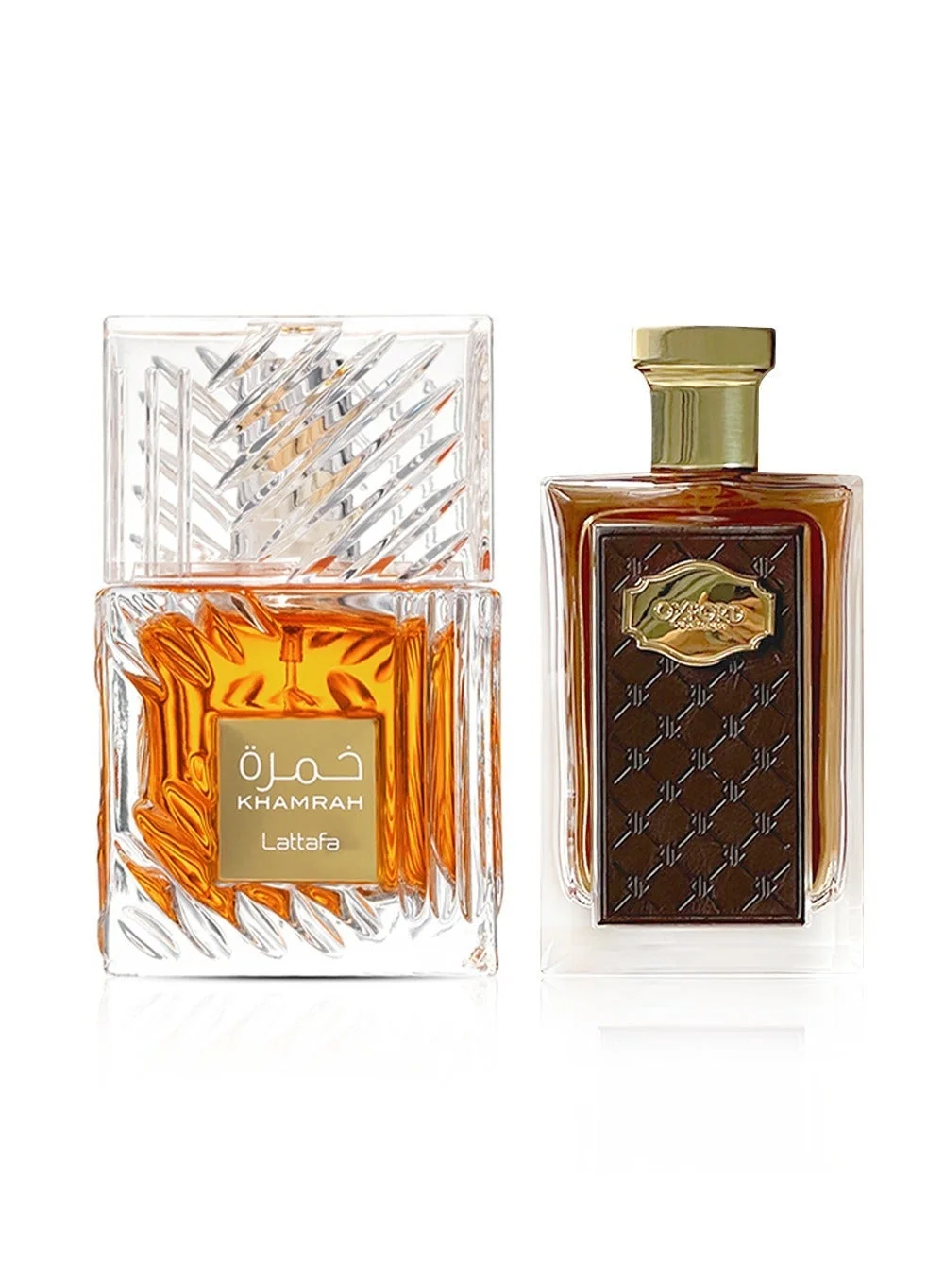 Lattafa Arabic Perfume Duo Set, Khamrah Unisex & Oxford Leather For Men, Woody Amber Fragrance (2 x 100 mL) d79kz
