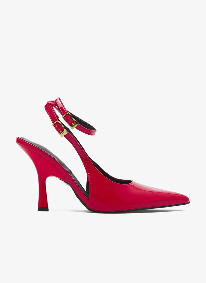 ELLA Sling Back Mid Heel Pumps Premium Elegant Footwear for Women (Black, 38 EU) cl8q5