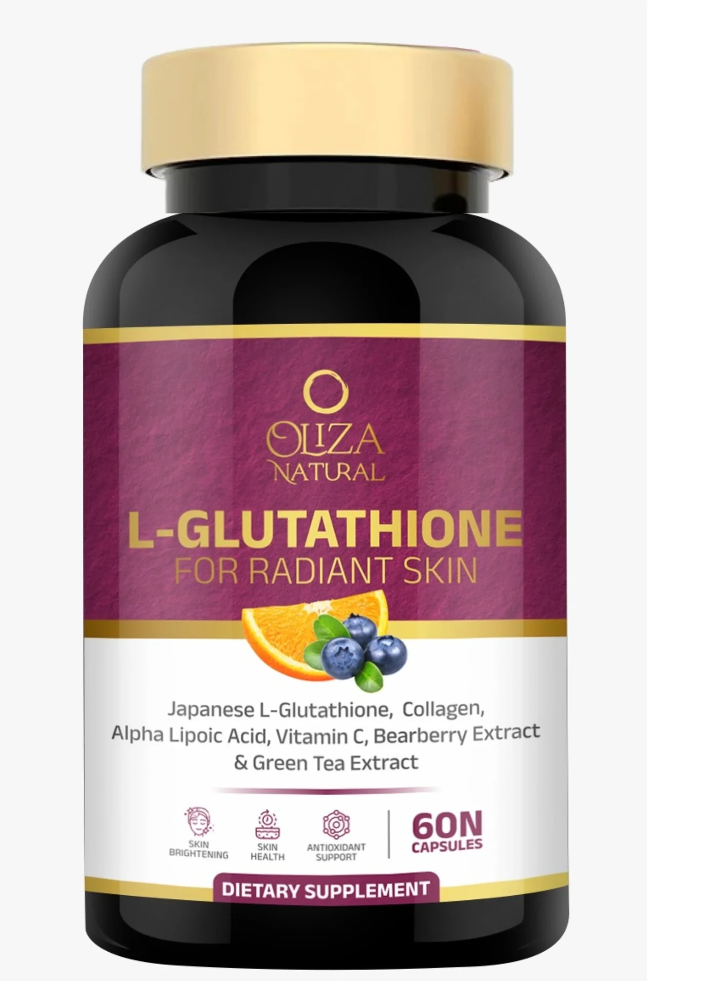Oliza Natural Glutathione Complex with Collagen & Vitamin C (60 Capsules) Premium Skin Radiance Support Formula pqhty